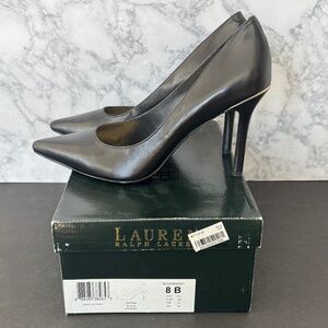 Lauren Ralph Lauren “Sarina” Black Kidskin Leather High Heels – Size 8B